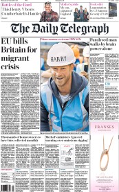 The Daily Telegraph (UK) Newspaper Front Page for 24 September 2015