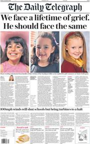 The Daily Telegraph front page for 25 January 2025