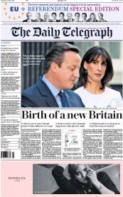 The Daily Telegraph (UK) Newspaper Front Page for 25 June 2016