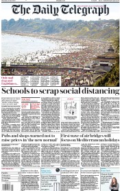 The Daily Telegraph (UK) Newspaper Front Page for 25 June 2020