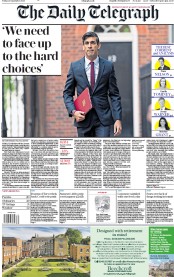 The Daily Telegraph (UK) Newspaper Front Page for 25 September 2020