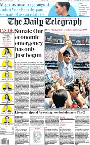 The Daily Telegraph (UK) Newspaper Front Page for 26 November 2020