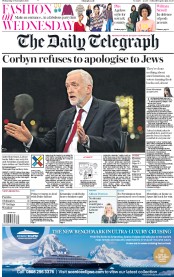 The Daily Telegraph (UK) Newspaper Front Page for 27 November 2019