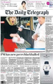 The Daily Telegraph (UK) Newspaper Front Page for 27 August 2015