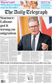 The Daily Telegraph front page for 27 September 2025