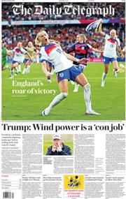 The Daily Telegraph front page for 28 July 2025