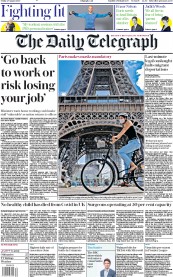 The Daily Telegraph (UK) Newspaper Front Page for 28 August 2020