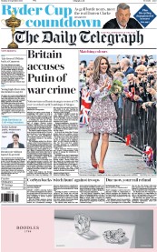 The Daily Telegraph (UK) Newspaper Front Page for 28 September 2016