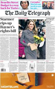 The Daily Telegraph front page for 29 November 2025