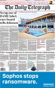 The Daily Telegraph (UK) Newspaper Front Page for 29 March 2021