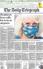 The Daily Telegraph (UK) Newspaper Front Page for 29 July 2020