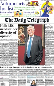 The Daily Telegraph (UK) Newspaper Front Page for 29 August 2020