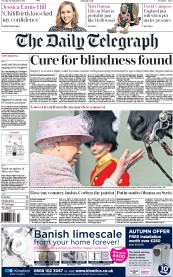 The Daily Telegraph (UK) Newspaper Front Page for 29 September 2015