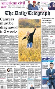 The Daily Telegraph (UK) Newspaper Front Page for 2 October 2018