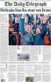The Daily Telegraph front page for 2 March 2026