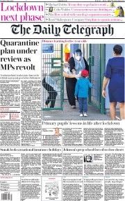 The Daily Telegraph (UK) Newspaper Front Page for 2 June 2020