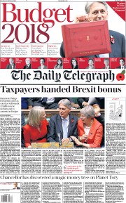 The Daily Telegraph (UK) Newspaper Front Page for 30 October 2018