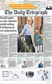 The Daily Telegraph (UK) Newspaper Front Page for 30 April 2018