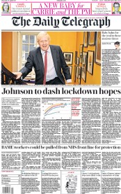 The Daily Telegraph (UK) Newspaper Front Page for 30 April 2020