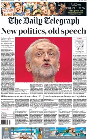 The Daily Telegraph (UK) Newspaper Front Page for 30 September 2015