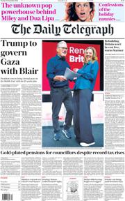The Daily Telegraph front page for 30 September 2025