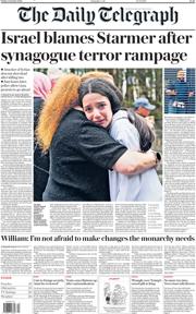 The Daily Telegraph front page for 3 October 2025