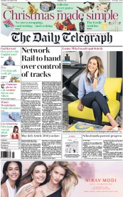 The Daily Telegraph (UK) Newspaper Front Page for 3 December 2016