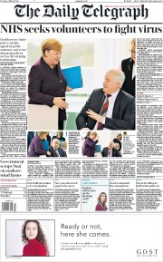 The Daily Telegraph (UK) Newspaper Front Page for 3 March 2020