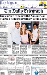 The Daily Telegraph (UK) Newspaper Front Page for 3 July 2020