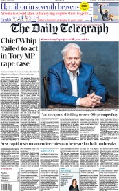 The Daily Telegraph (UK) Newspaper Front Page for 3 August 2020