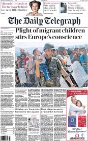 The Daily Telegraph (UK) Newspaper Front Page for 3 September 2015