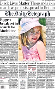 The Daily Telegraph (UK) Newspaper Front Page for 4 June 2020