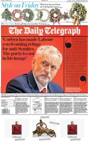 The Daily Telegraph (UK) Newspaper Front Page for 6 December 2019