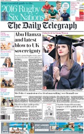 The Daily Telegraph (UK) Newspaper Front Page for 6 February 2016