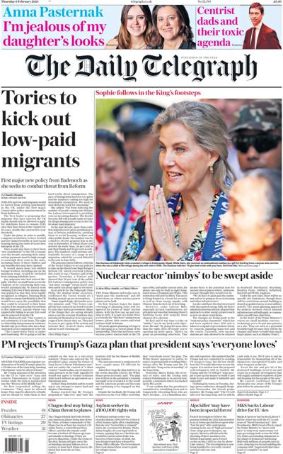 The Daily Telegraph Newspaper Front Page (UK) for 6 February 2025