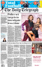 The Daily Telegraph (UK) Newspaper Front Page for 8 October 2018