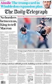 The Daily Telegraph front page for 8 July 2025