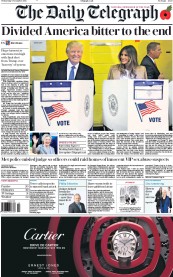 The Daily Telegraph (UK) Newspaper Front Page for 9 November 2016