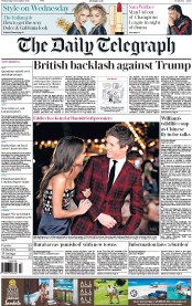 The Daily Telegraph (UK) Newspaper Front Page for 9 December 2015