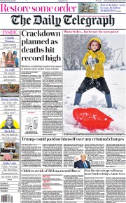 The Daily Telegraph (UK) Newspaper Front Page for 9 January 2021