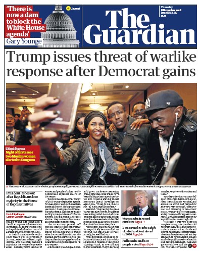 The Guardian Newspaper Front Page (UK) for 10 November 2018