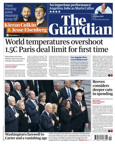 The Guardian Newspaper Front Page (UK) for 10 January 2025