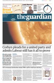 The Guardian (UK) Newspaper Front Page for 10 May 2016