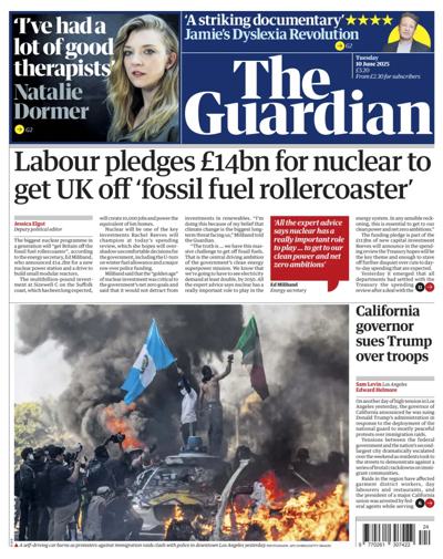 The Guardian Newspaper Front Page (UK) for 10 June 2025
