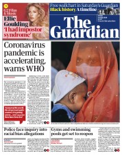 The Guardian (UK) Newspaper Front Page for 10 July 2020