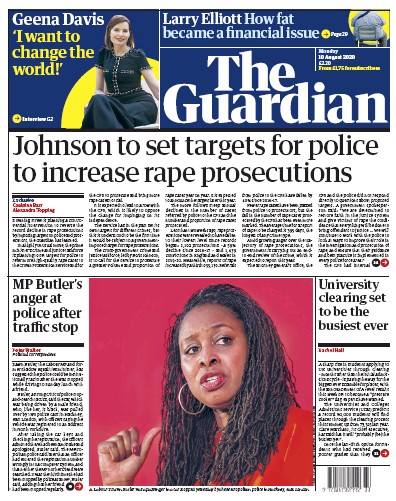 The Guardian Newspaper Front Page (UK) for 10 August 2020