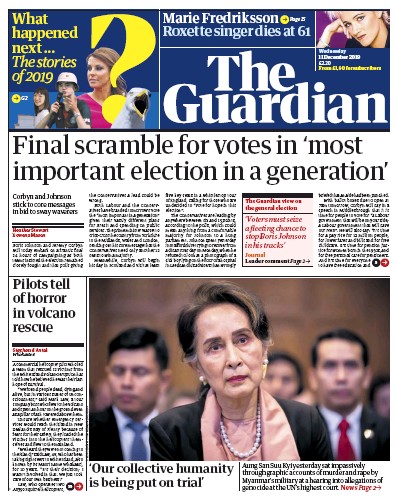 The Guardian Newspaper Front Page (UK) for 11 December 2019