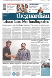 The Guardian (UK) Newspaper Front Page for 11 January 2016