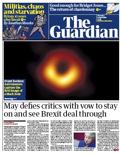 The Guardian Newspaper Front Page (UK) for 11 April 2019