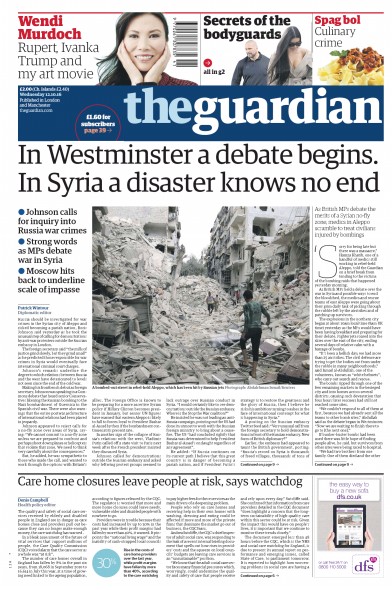 The Guardian Newspaper Front Page (UK) for 12 October 2016